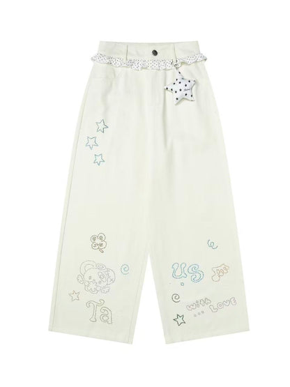 'Star Bloom' Streetstyle Oversized Rhinestone Star Charm Jeans AlielNosirrah