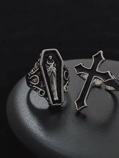 'Prayers' Dark Coffin Goth Rings AlielNosirrah