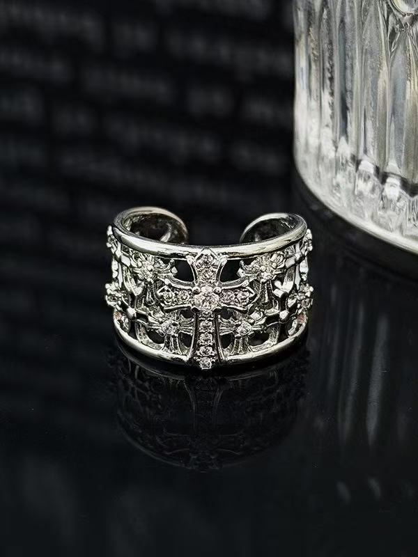 'Celestial Cross' Punk Silver Cross Zircon Ring AlielNosirrah