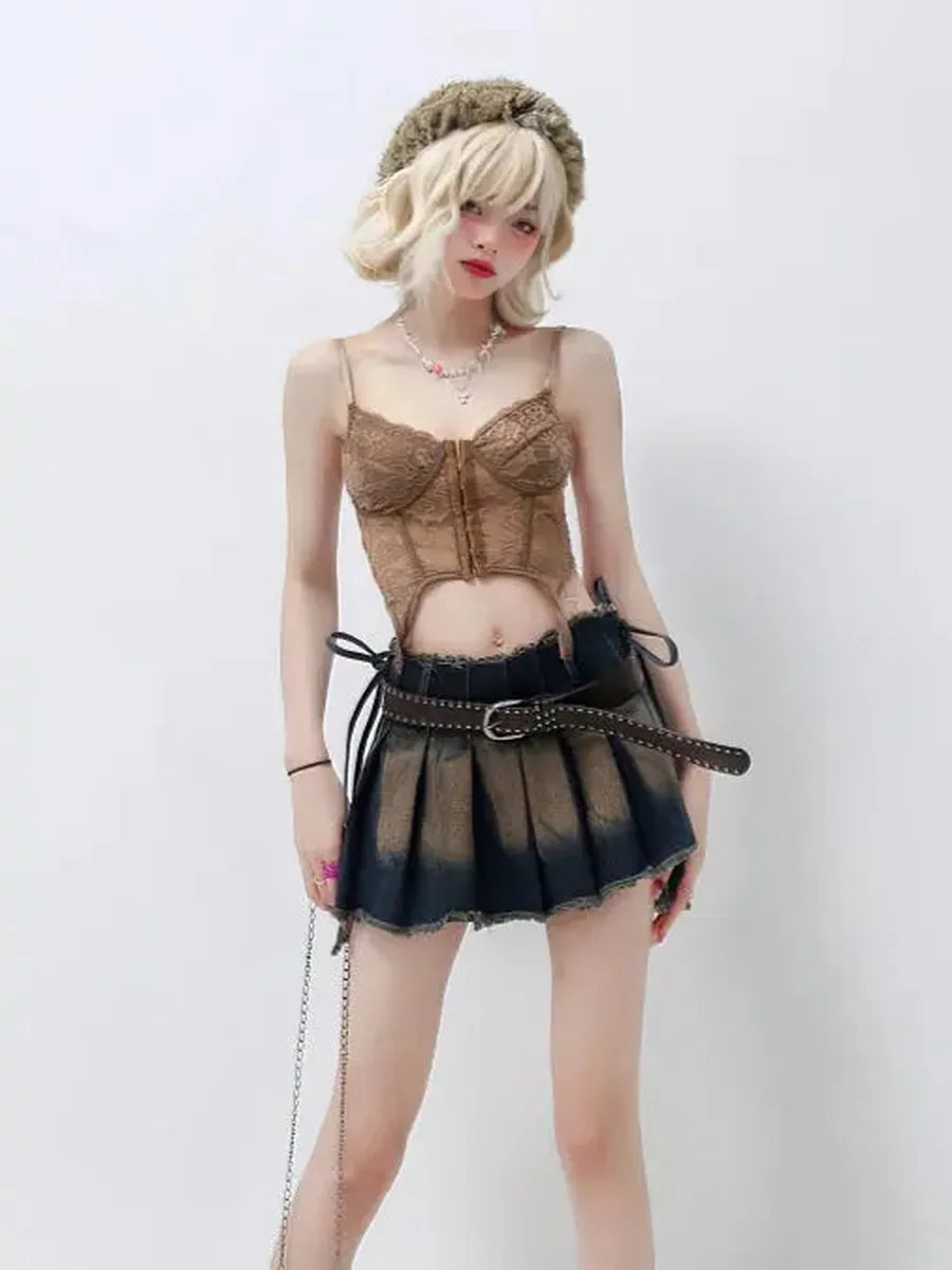 'DragonFruit' Pink Lace Suspender Cami Top AlielNosirrah