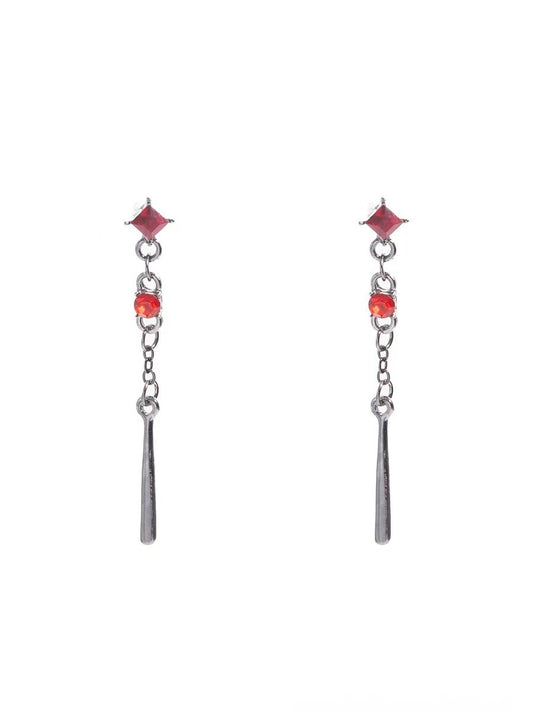 'Bloodline' Y2k Gothic Red Zircon Drop Earrings AlielNosirrah