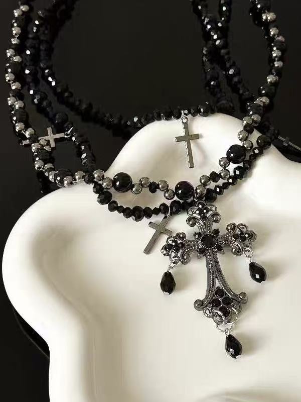 obsidian-cathedral-gothic-layered-cross-beaded-necklace-7