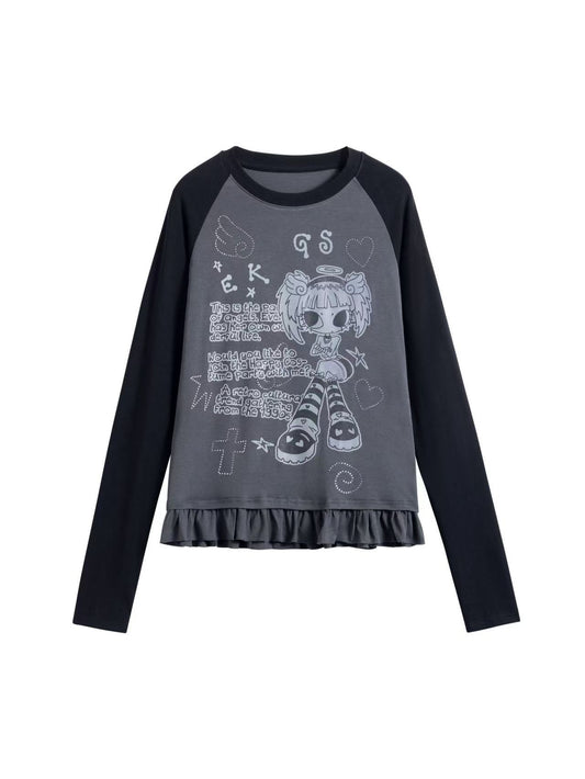 'Toon Girl' Y2k Anime Girl Print Long Sleeve T-Shirt (Copy) AlielNosirrah