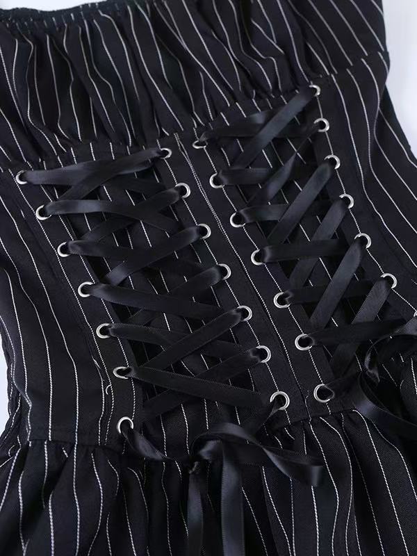 'Dark Ballet' Gothic Striped Ruffle Dress (Copy) AlielNosirrah