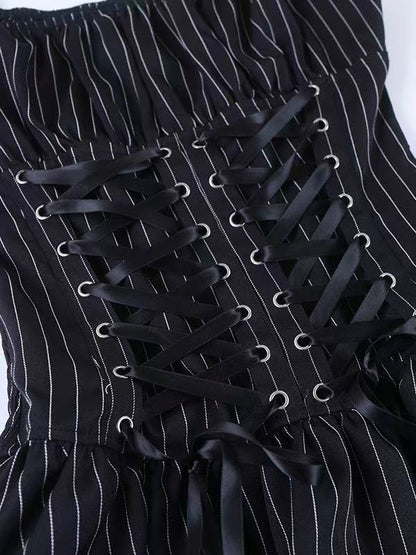 'Dark Ballet' Gothic Striped Ruffle Dress (Copy) AlielNosirrah