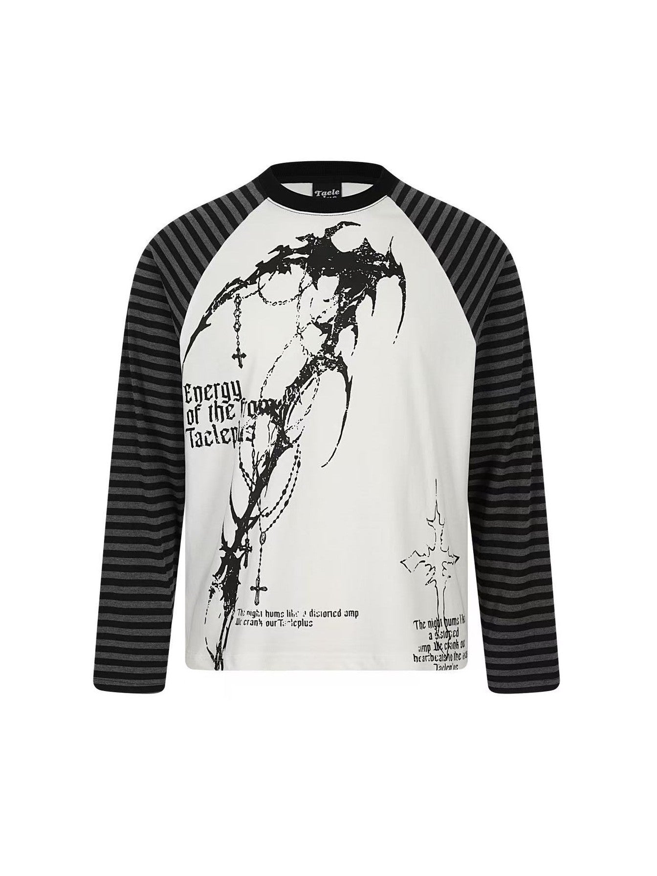 'GothWave' Gothic Striped Color Block Long Sleeve T-Shirt