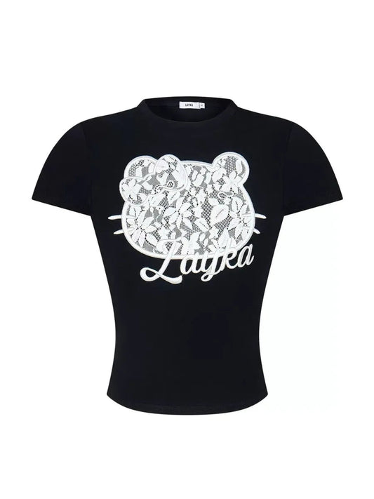 'Layka' Streetstyle Kitty Face Lace Pattern Shirts AlielNosirrah