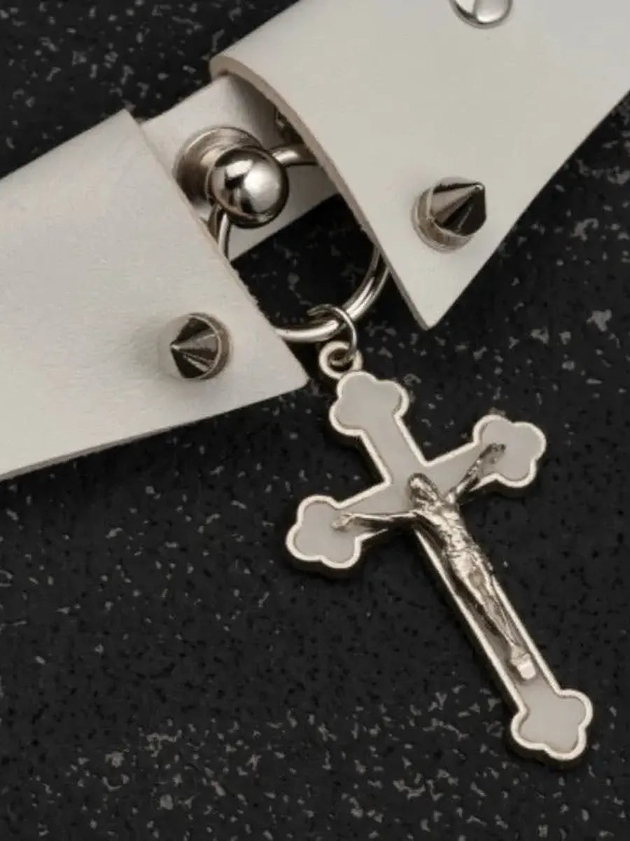 'Make A Wish' Fake Collar Cross Rivet Chokers AlielNosirrah