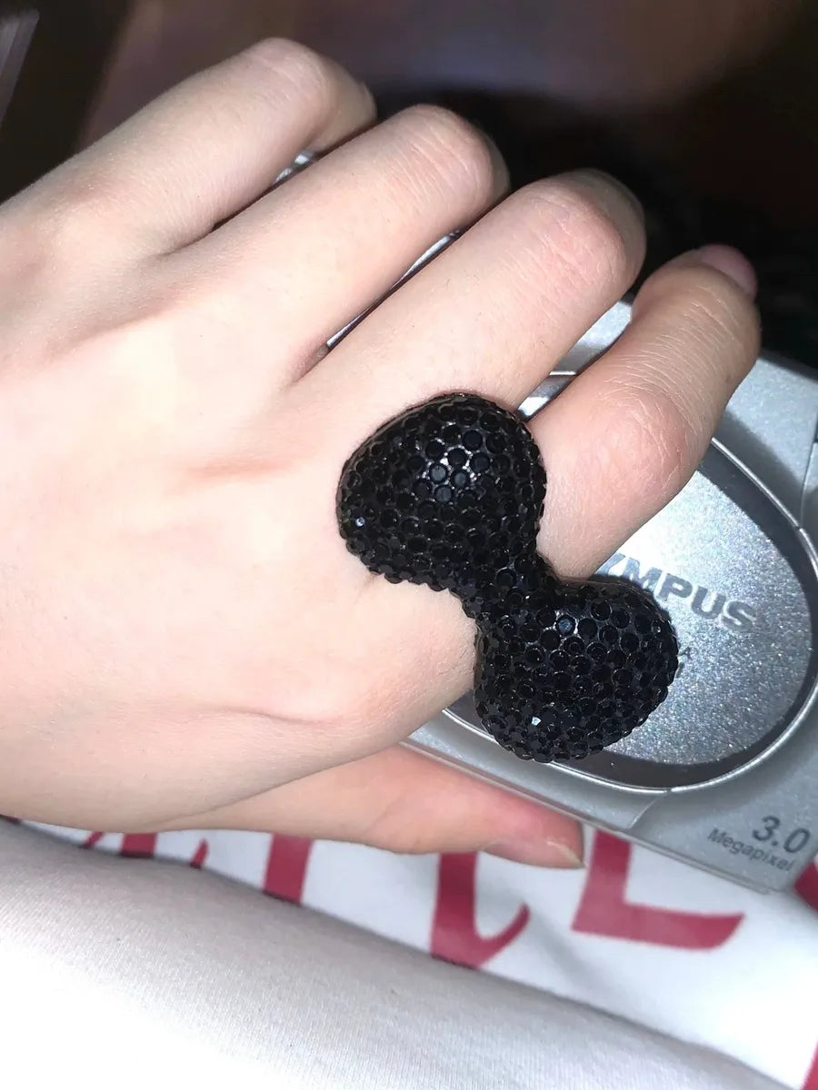 'Kitty Diamond' Y2k Rhinestone Shining Ribbon  Ring AlielNosirrah