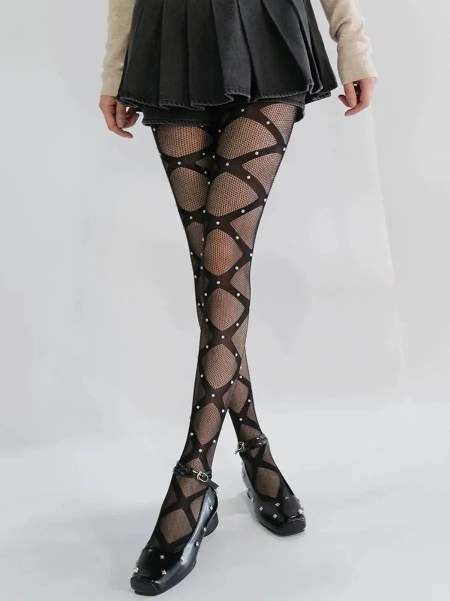 ‘Scars' Dark Punk  Lace Up Tights AlielNosirrah