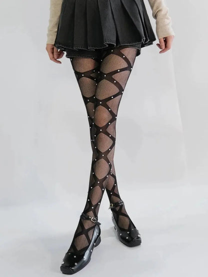 ‘Scars' Dark Punk  Lace Up Tights AlielNosirrah