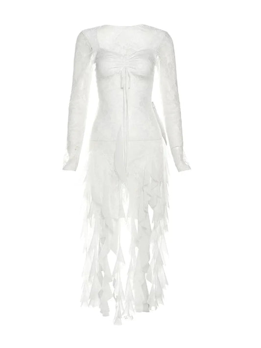 'Break Time' Y2k Boho Style See Through Lace Patchwork Top AlielNosirrah