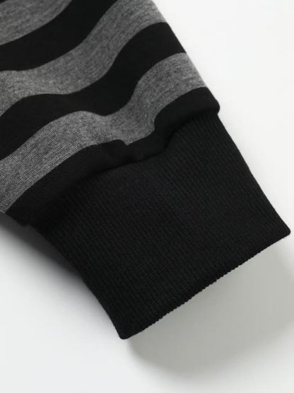 'RiotVibe' Rebellious Streetwear Striped Hoodie