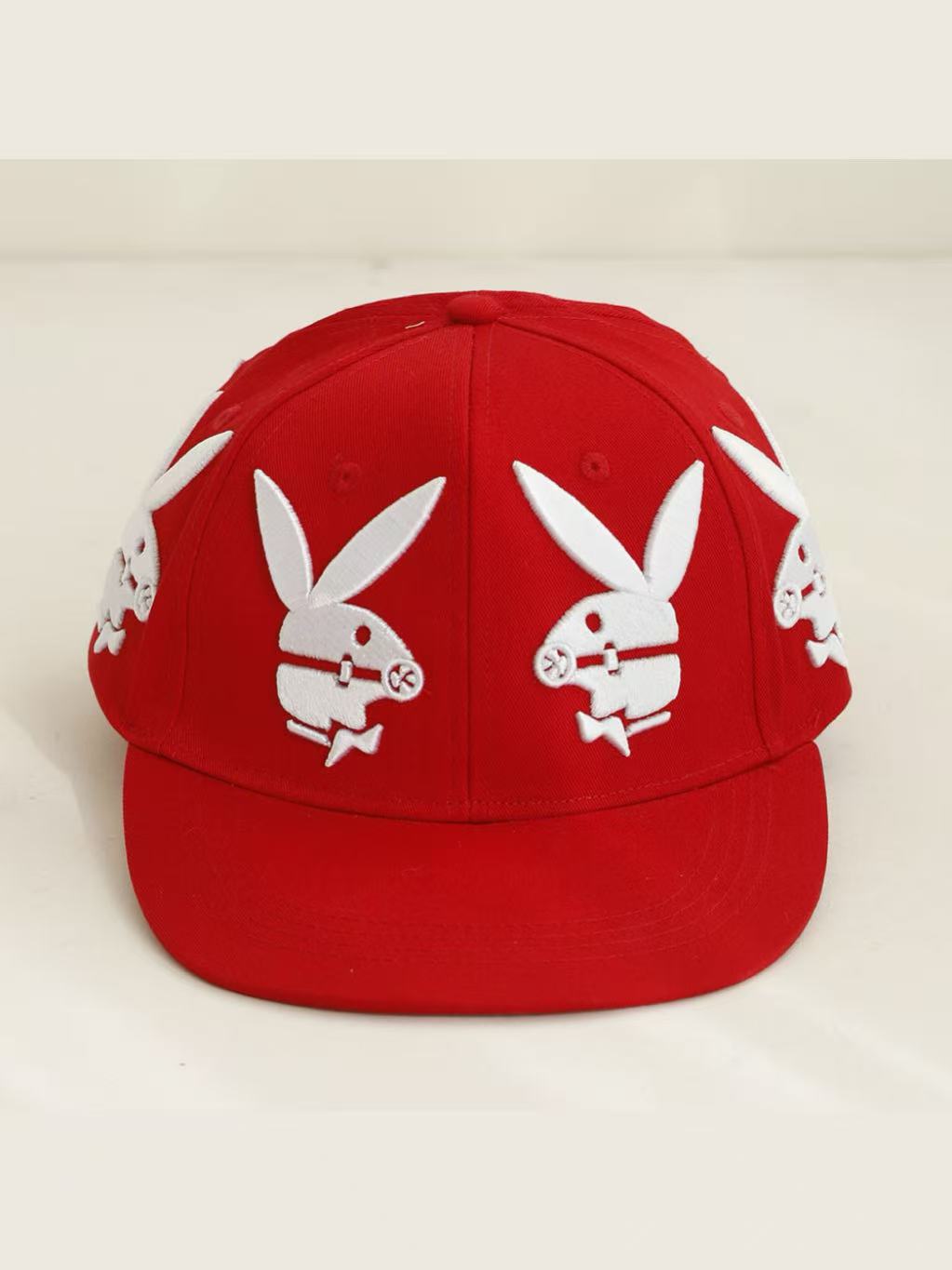 'Hop Hustle' Y2K 3D Embroidered Bunny Flat Brim Baseball Cap AlielNosirrah