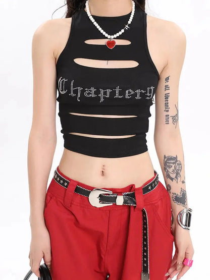 'Maddie' Sequins Alt Ripped Tank Top AlielNosirrah