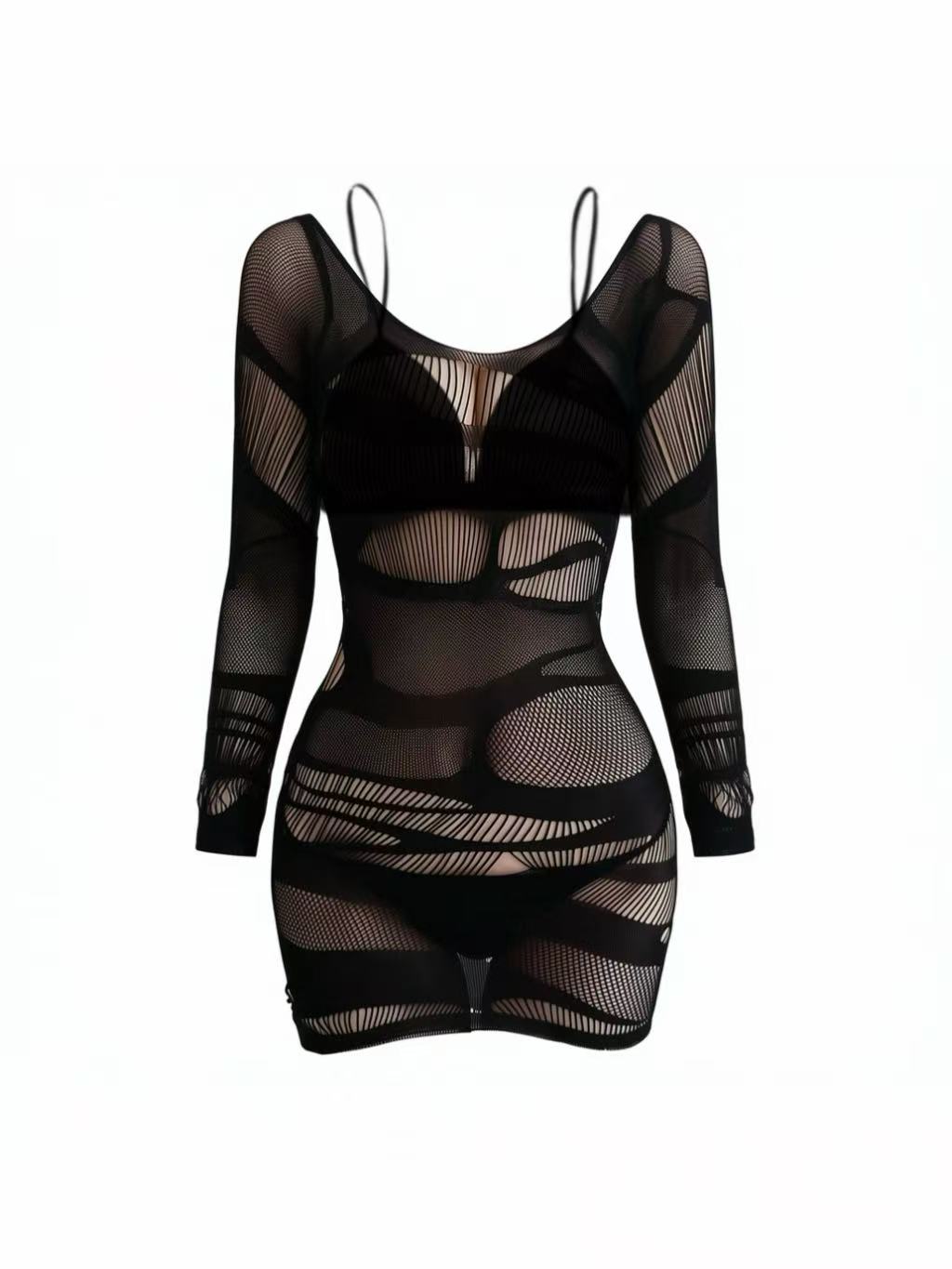'Sultryveil' Cutout Dress & Lace-Up Shorts Sexy Set AlielNosirrah