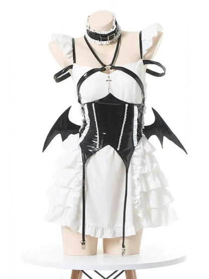 'Cream Soda' Ruffled Cross Strap Wings Corset Dress AlielNosirrah
