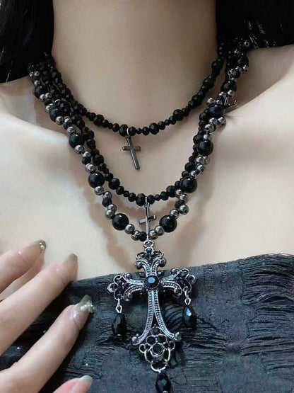 obsidian-cathedral-gothic-layered-cross-beaded-necklace-2