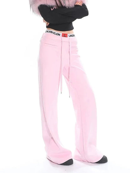 'Pink Shake'Y2k Soft Pink Fleeced Bell Shape Pants AlielNosirrah
