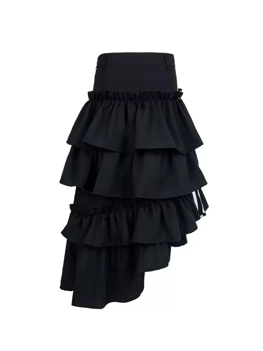 'Variation' Spring Blokette Striped Ruffle Irregular Midi Dress AlielNosirrah