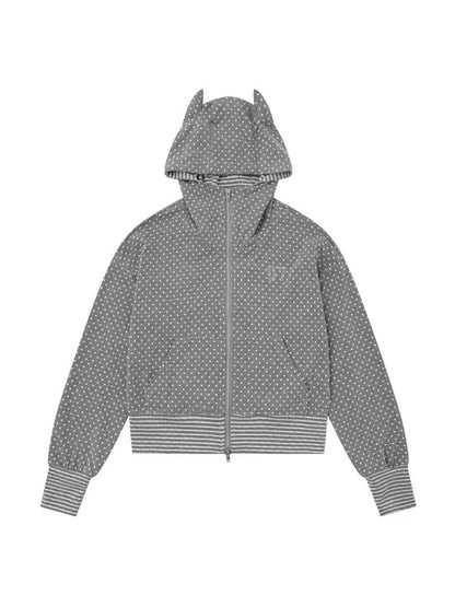 'Dotty Devil' Polka Dot Devil-Horn Hoodie Set AlielNosirrah