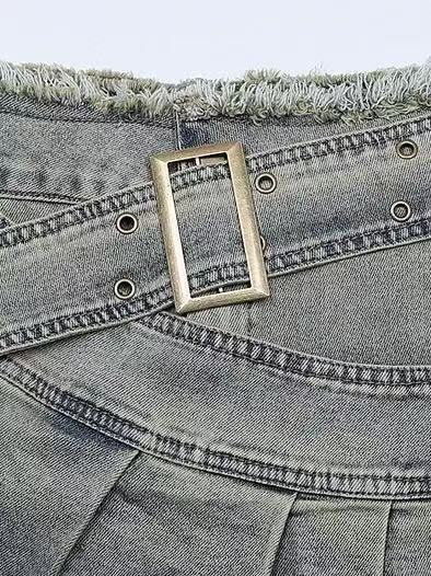 'Fadewave' Asymmetrical Washed Denim Mini Skirt