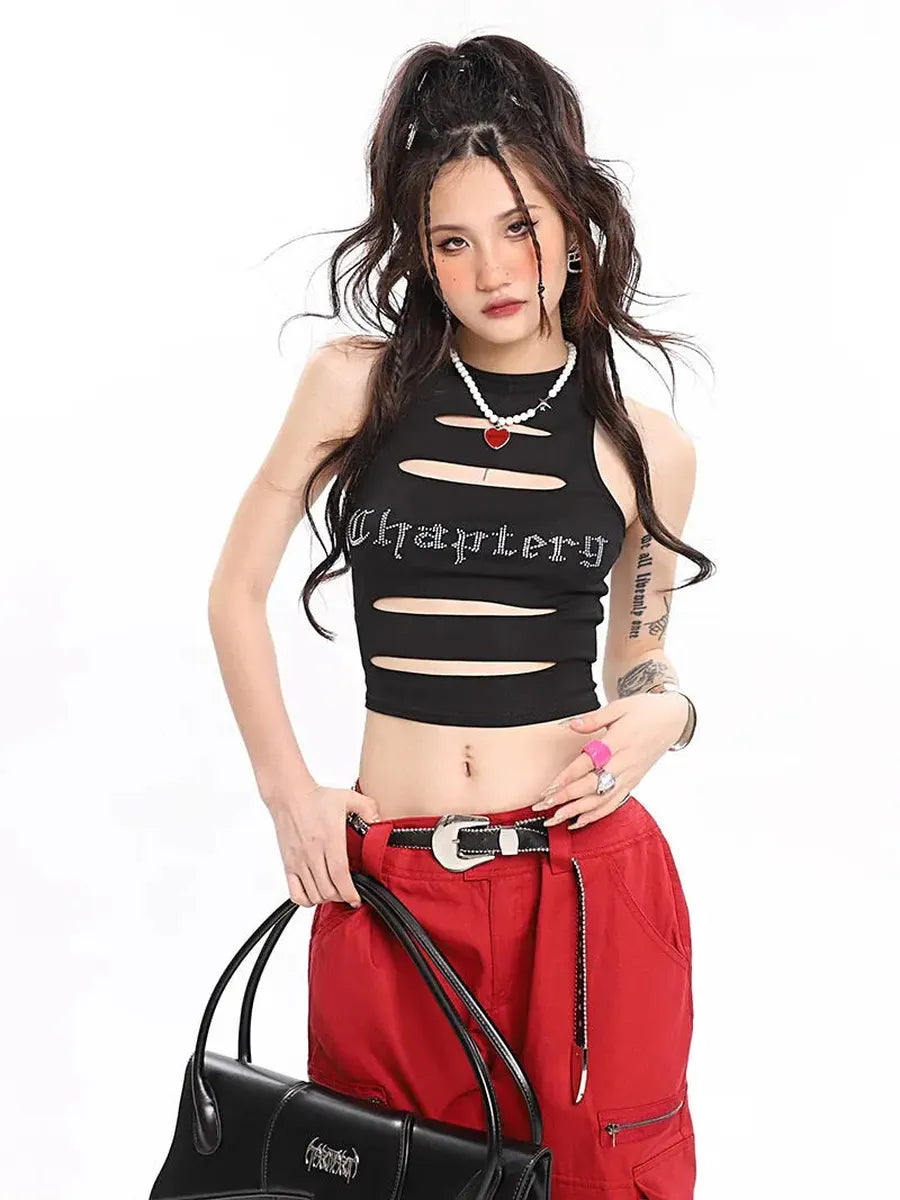 'Maddie' Sequins Alt Ripped Tank Top AlielNosirrah