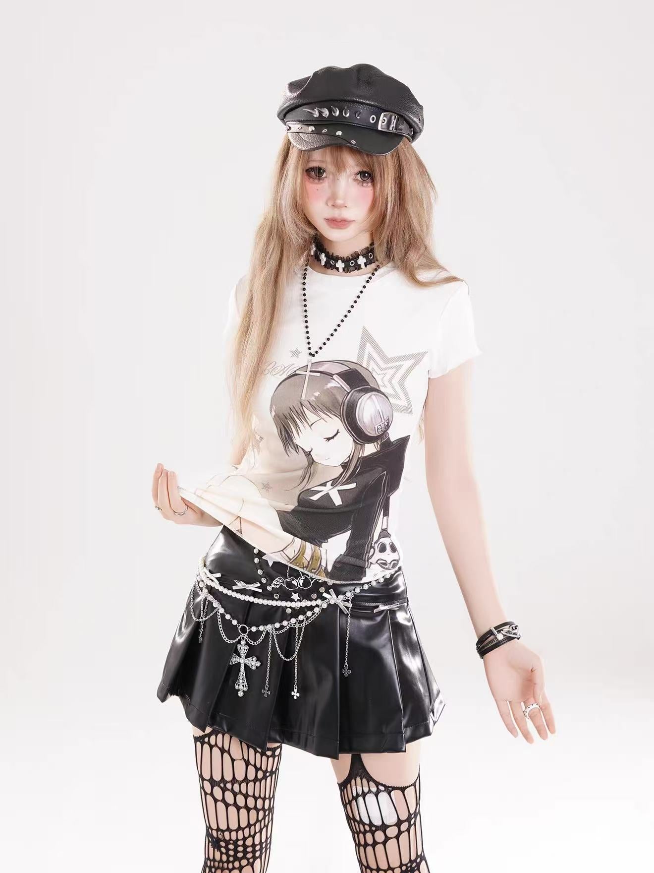 'Neo Angel' Y2K Anime Girl Print Short Sleeve T-Shirt AlielNosirrah