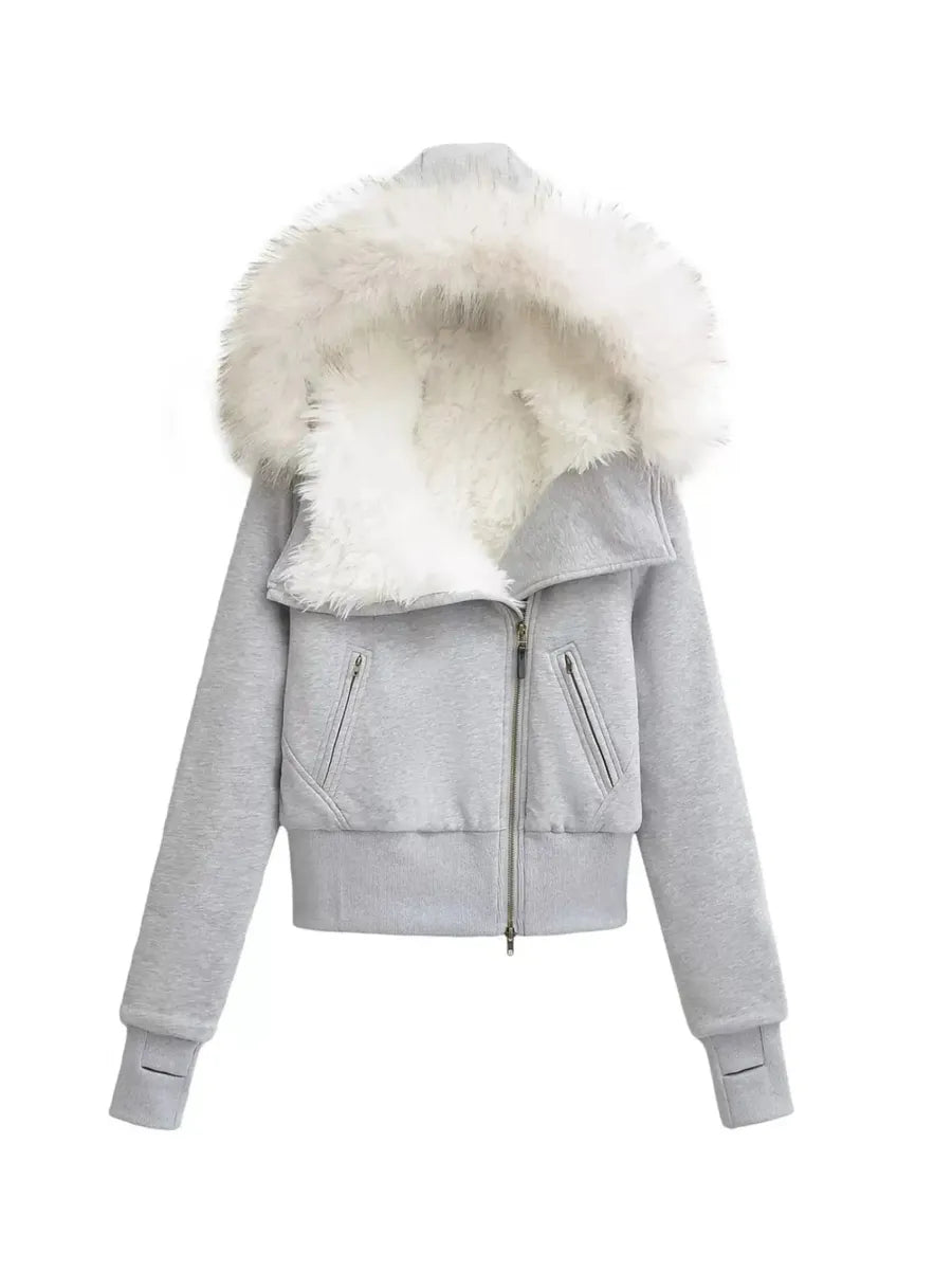 'Warm Night' Fluffy Hood Y2k Fitted Comfy Jacket AlielNosirrah