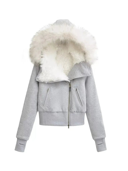 'Warm Night' Fluffy Hood Y2k Fitted Comfy Jacket AlielNosirrah