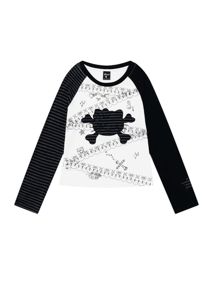 'Hidden Kitty' Kitty Striped Slim Fitted Long Sleeve Top (Copy) AlielNosirrah