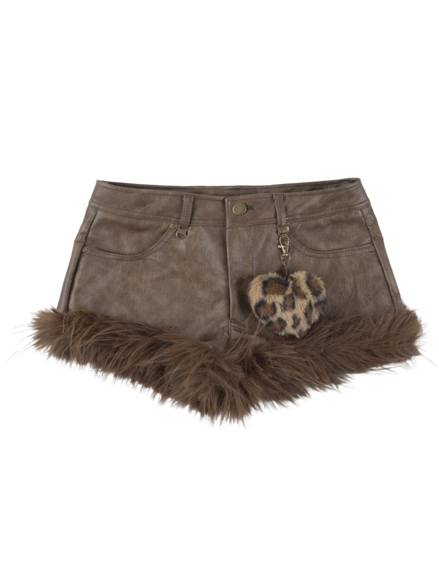 ’Wild Heart' Y2K Faux Fur Off-Shoulder Long Sleeve Top + Shorts Set (Copy) AlielNosirrah