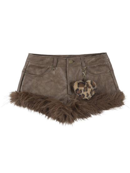 ’Wild Heart' Y2K Faux Fur Off-Shoulder Long Sleeve Top + Shorts Set (Copy) AlielNosirrah