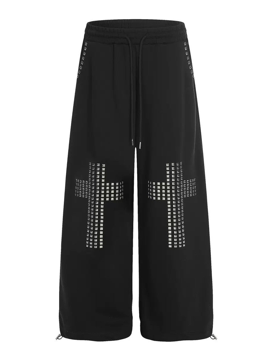 'Street Float' Rhinestone Cross Oversized Casual Streetwear Trousers (Copy) AlielNosirrah