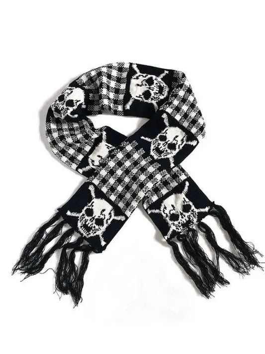 'Lich' Punk y2k Harajuku knitted skull scarf AlielNosirrah