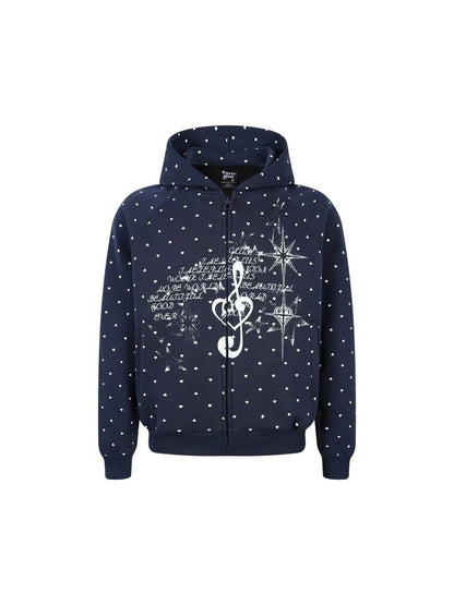 'Dot Revival' Vintage Polka Dot Hooded Sweatshirt Jacket AlielNosirrah