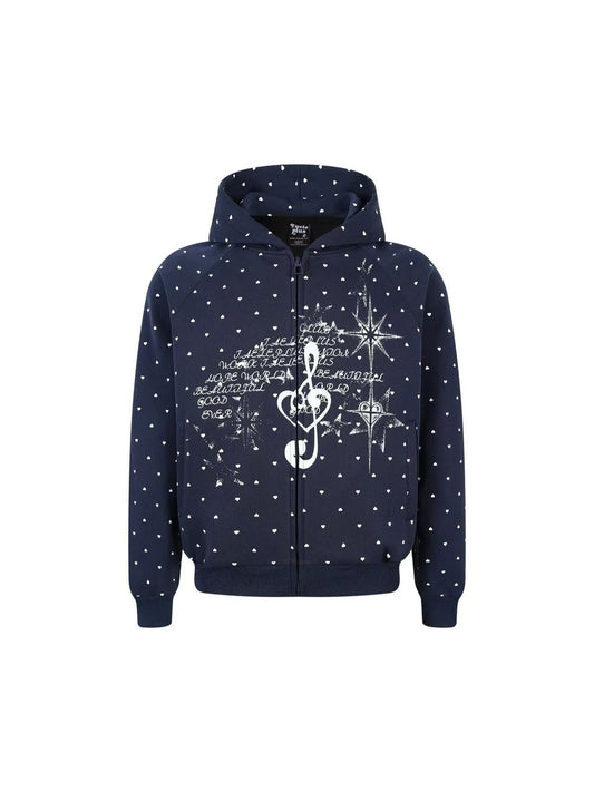 'Dot Revival' Vintage Polka Dot Hooded Sweatshirt Jacket AlielNosirrah