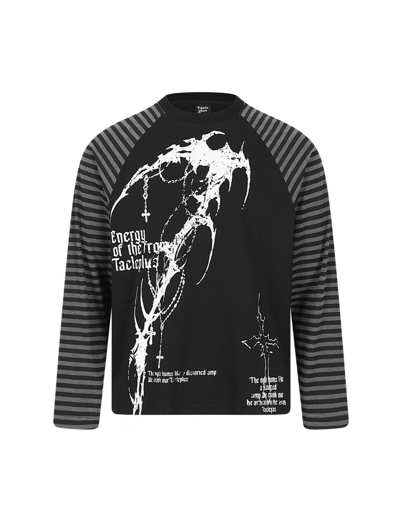 'GothWave' Gothic Striped Color Block Long Sleeve T-Shirt
