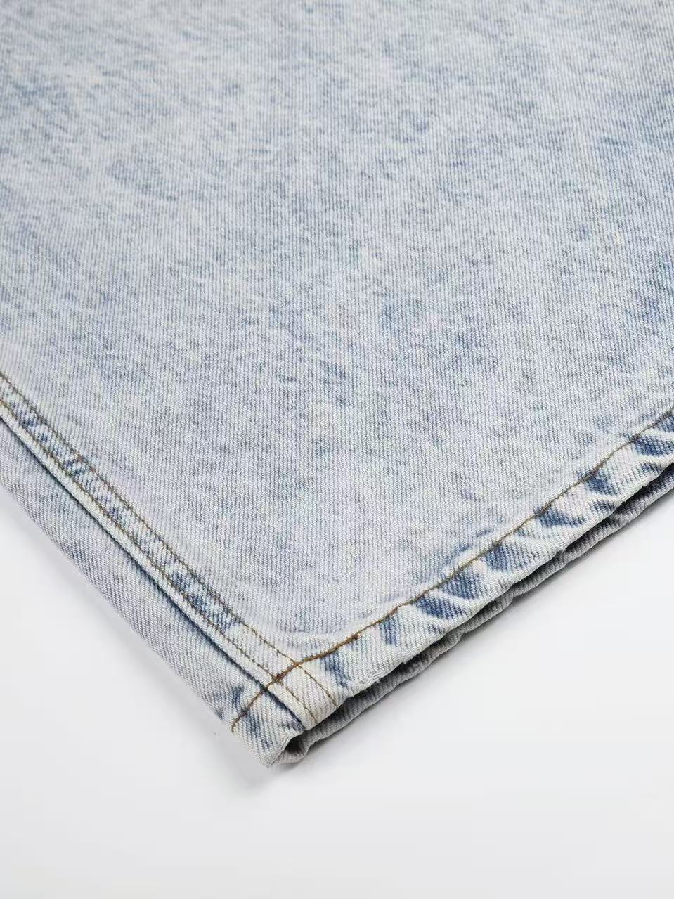 'Faded Wing' Retro Wing Graphic Print Gradient Washed Denim Pants