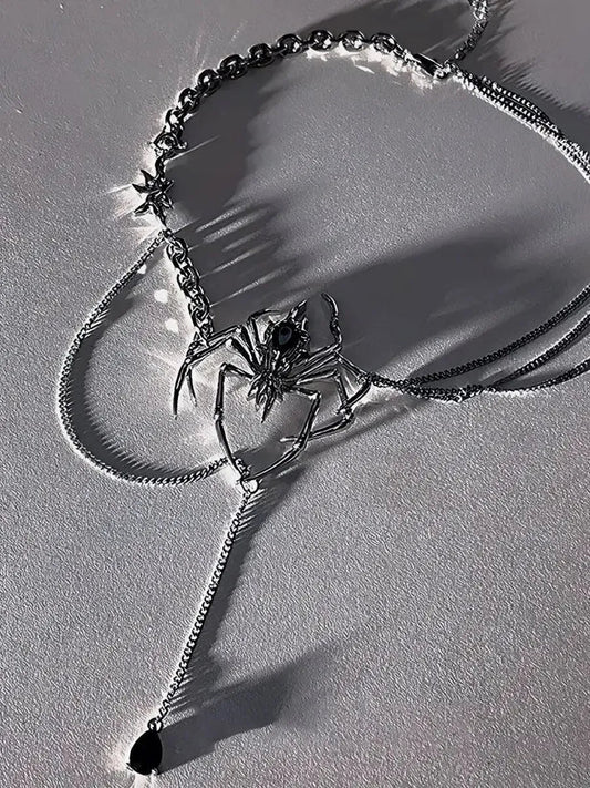 'Venomous' Punk Spider Metal Necklace AlielNosirrah
