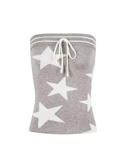 'Disco Star' Star Patchwork Knitted Striped Tube Top AlielNosirrah