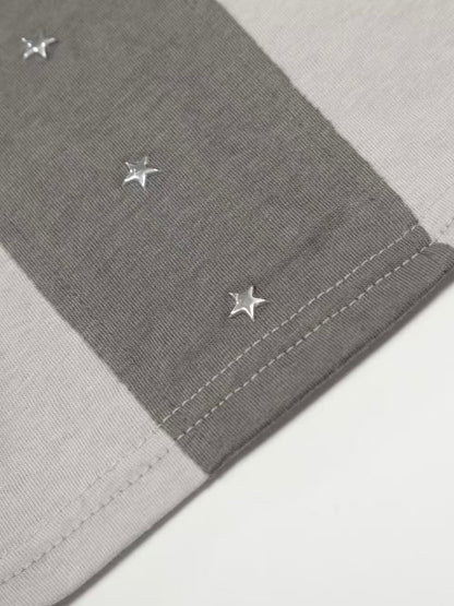 'Crossfire' Patchwork Cross Star Studded Off-Shoulder Top AlielNosirrah