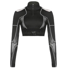 Load image into Gallery viewer, &#39;Adira&#39; Goth Dark See-Through Buckle Crop Top
