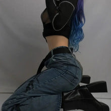 Load image into Gallery viewer, &#39;Adira&#39; Goth Dark See-Through Buckle Crop Top
