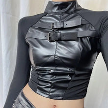 Load image into Gallery viewer, &#39;Alyen&#39; slim-fit leather-paneled long-sleeve top AlielNosirrah
