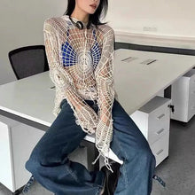 Load image into Gallery viewer, &#39;Amnesia&#39; Spider Web Crochet Smock top AlielNosirrah
