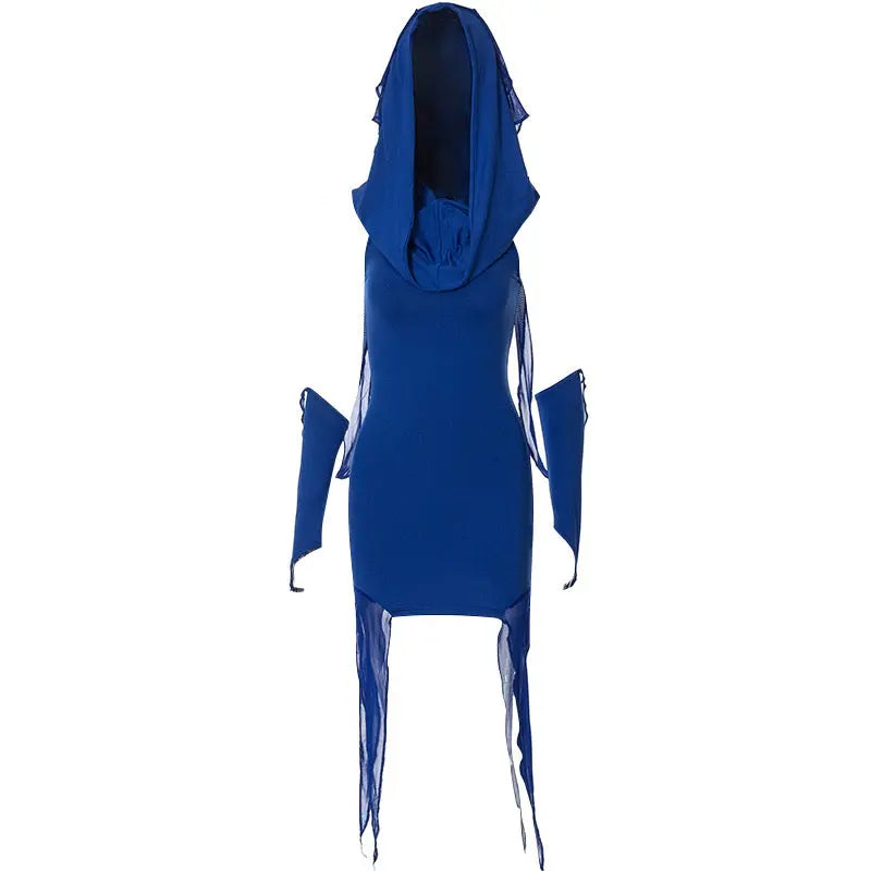 'Aqua' Klein Blue Wasteland Punk Hooded Dress AlielNosirrah
