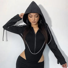 Load image into Gallery viewer, &#39;Astral&#39; Cyberpunk Hooded Zipper Bodysuit AlielNosirrah
