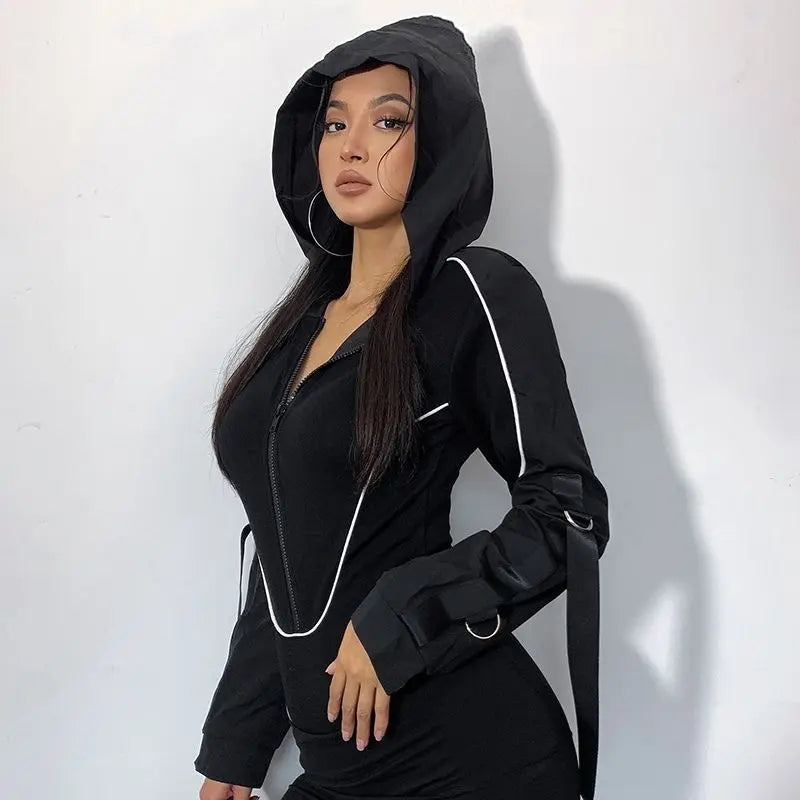 'Astral' Cyberpunk Hooded Zipper Bodysuit AlielNosirrah