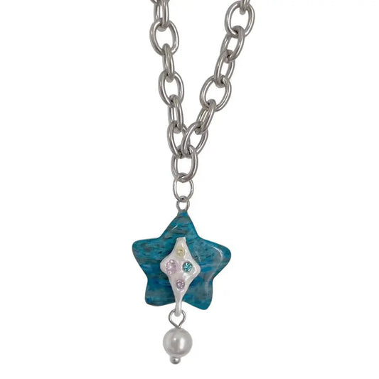 'Atlantic Blue' Blue Star y2k Choker Necklace AlielNosirrah
